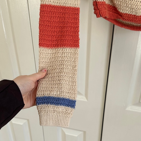 Free People Beach Love Me Long-Sleeve Fauxchet Striped Sweater Top Size Small - Picture 5 of 11